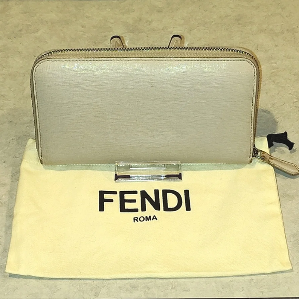 FENDI VITELLO ELITE CRYSTAL EYE  COLORBLOCK MONSTER ZIPPY LONG Wallet & DUSTBAG